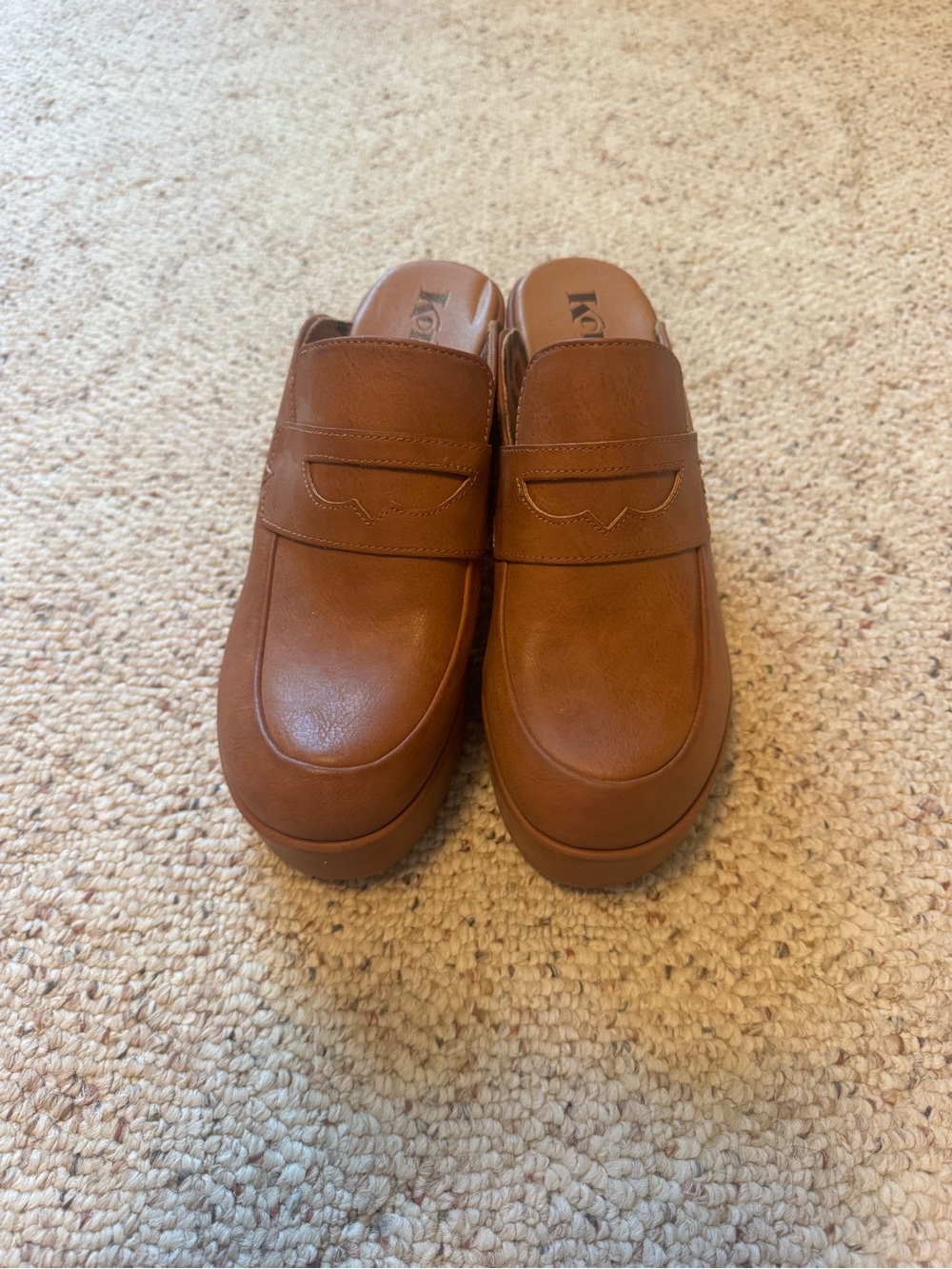 Korks Women’s Tan Leather Slip-On Loafer Mule